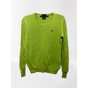 Ralph Lauren Sport Pullover Linen Cotton Lime Green V-Neck Knitted Size Small/P